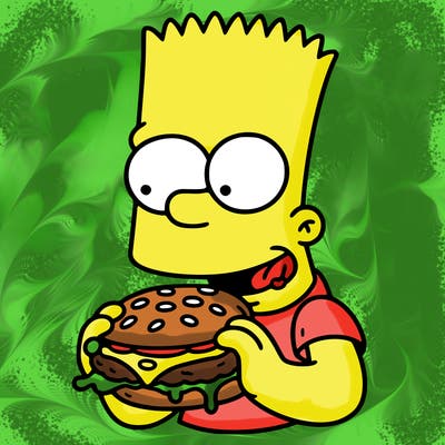 bart  simpson eating a hamburger