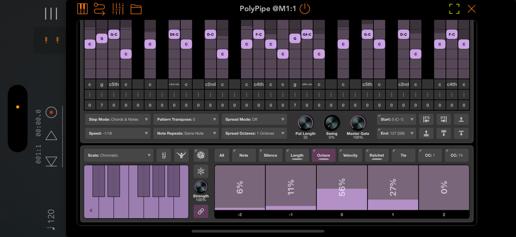 PolyPipe - PolyPipe MIDI sequencer interface featuring multi-lane patterns and generative music controls