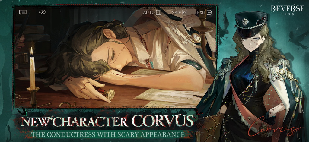 Promotional artwork for the new character Corvus The Conductress from the game Reverse 1999