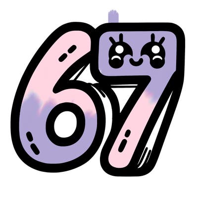 the numbers 67