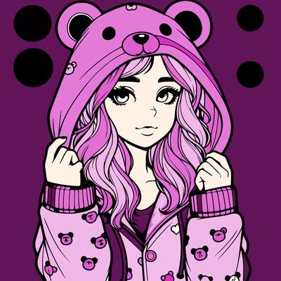 realistic girl in a animal pjs hoodie