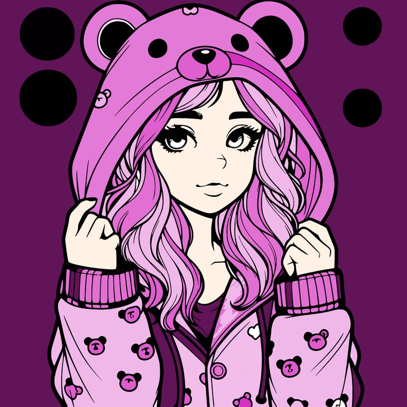 realistic girl in a animal pjs hoodie