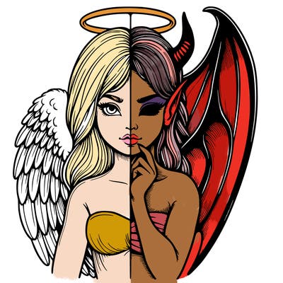 realistic angel half demon