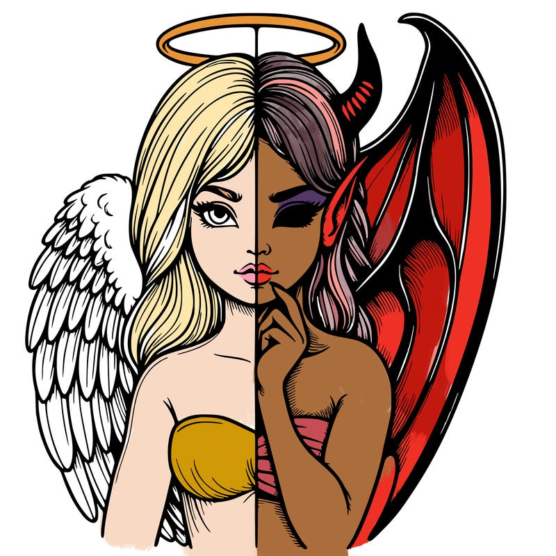 realistic angel half demon