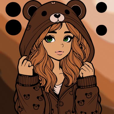 realistic girl in a animal pjs hoodie