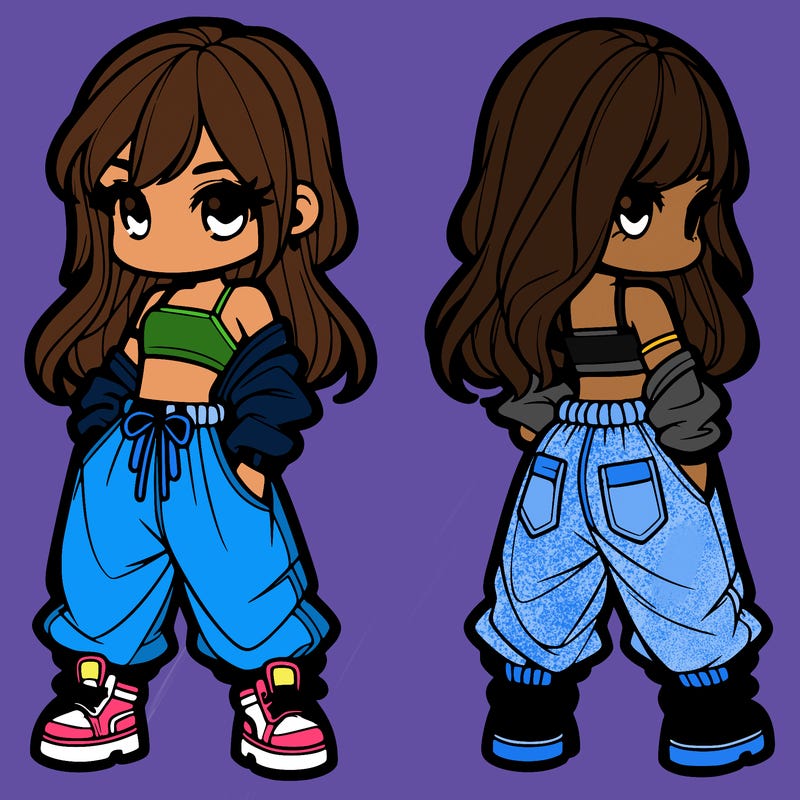 girl in crop top and baggy pants