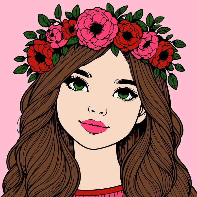 realistic girl with flower crown
