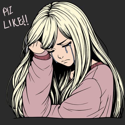 realistic depressed girl with long hair crying