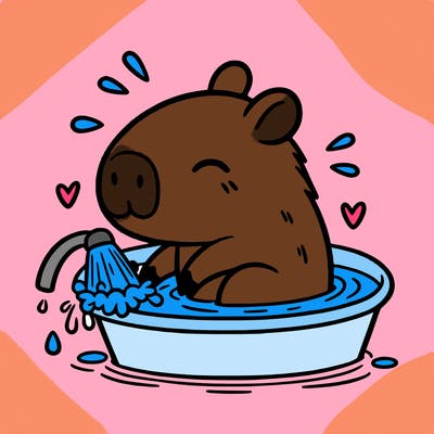 capybara taking a bath