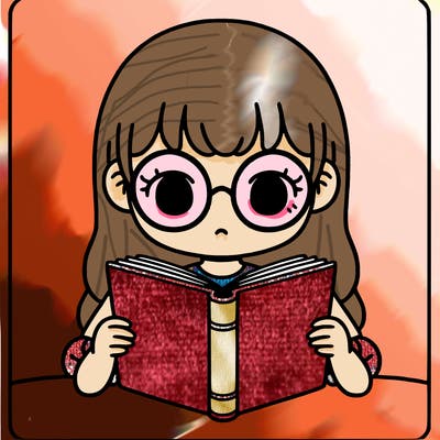 a girl with glasses reading a book