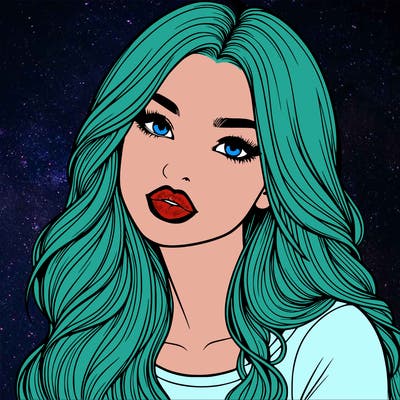 realistic girl with hair on her hair and lips