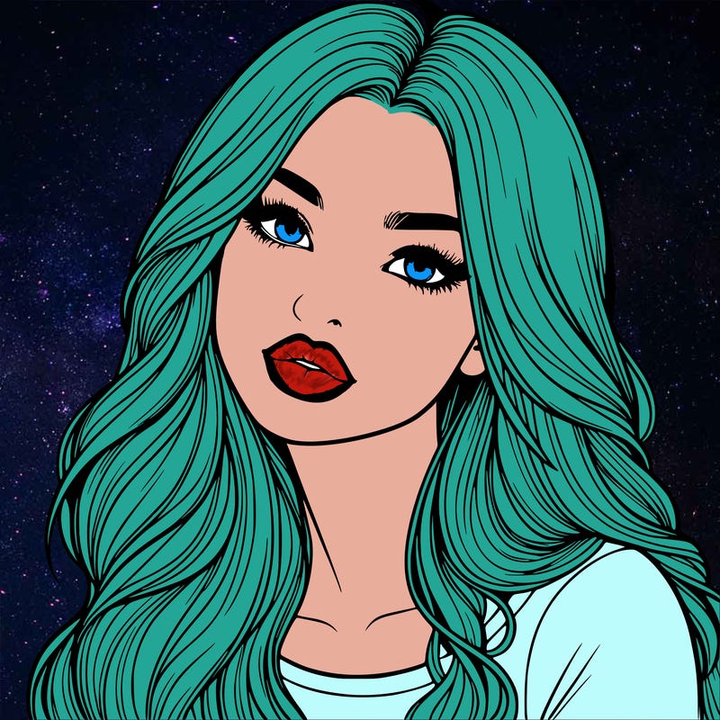 realistic girl with hair on her hair and lips