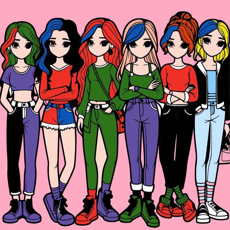 a group of teenage girls in a line