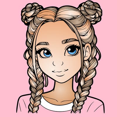 realistic girl with braids