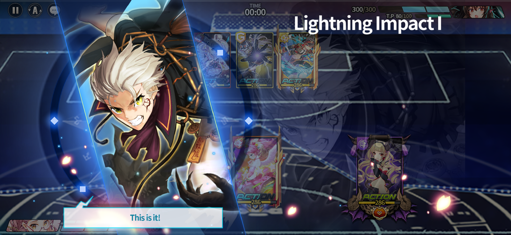 Gameplay screenshot of Soccer Spirits showing an anime character activating a special skill called Lightning Impact