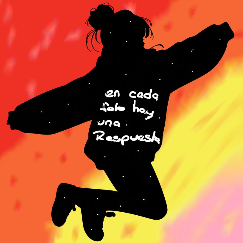 realistic girl jumping with a bun and oversized sweatshirt