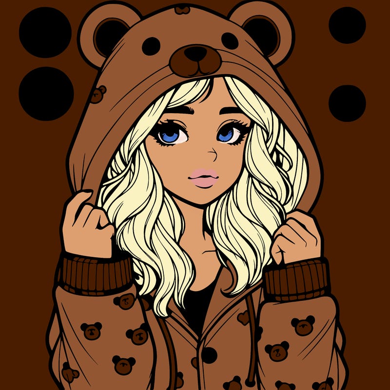 realistic girl in a animal pjs hoodie