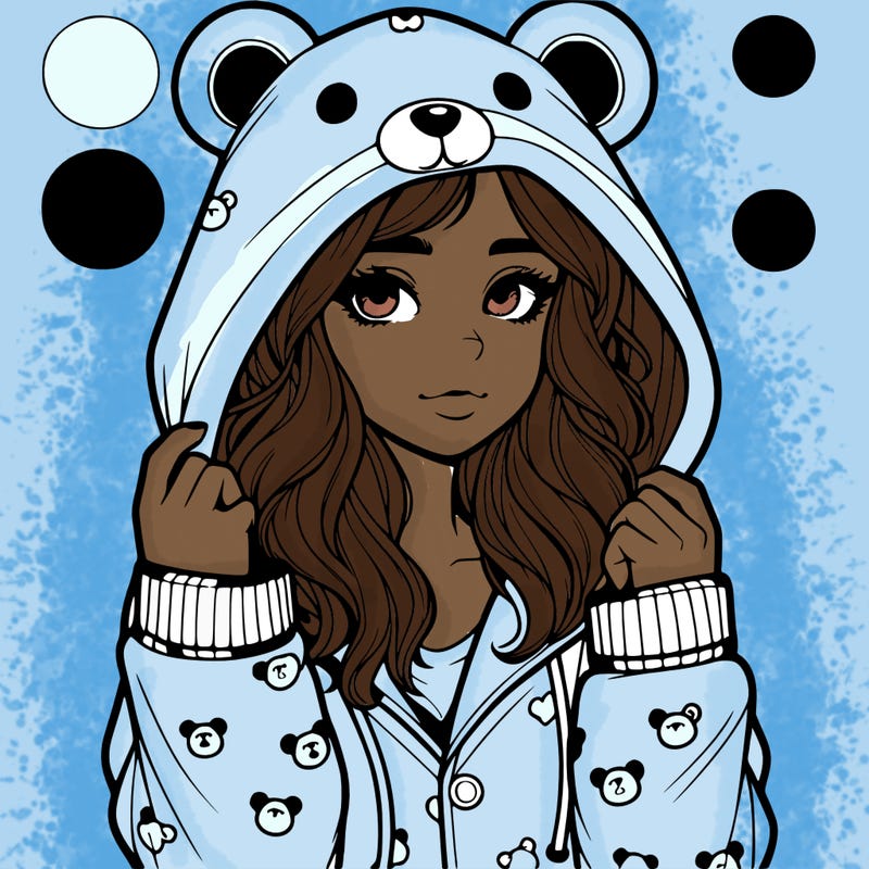 realistic girl in a animal pjs hoodie