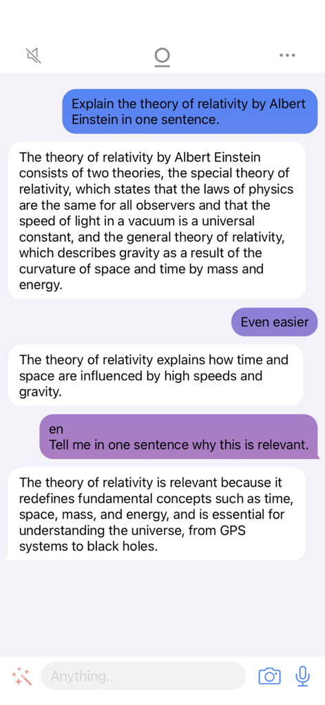 Delphi Pro - Delphi Pro KI-Chat-Oberfläche, die die Relativitätstheorie einfach erklärt