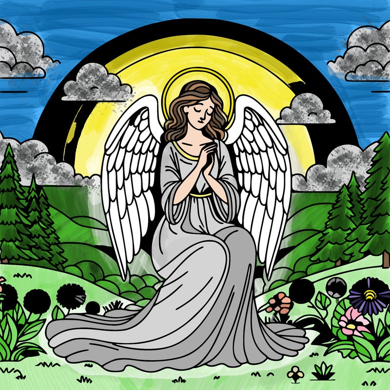 adult angel in a wonderful landscape