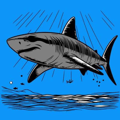 a realistic and detailed big shark in the sea