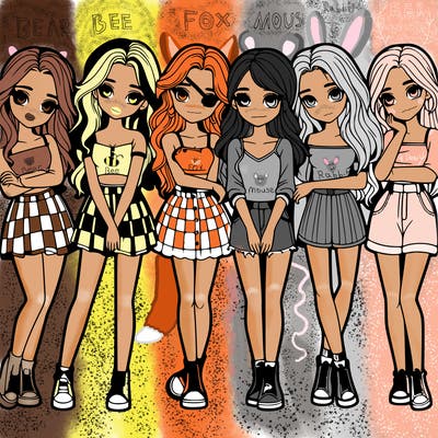 a group of girls realistic