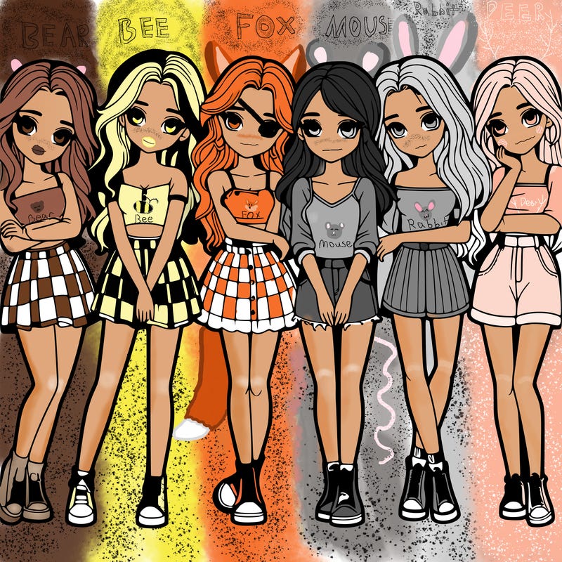 a group of girls realistic