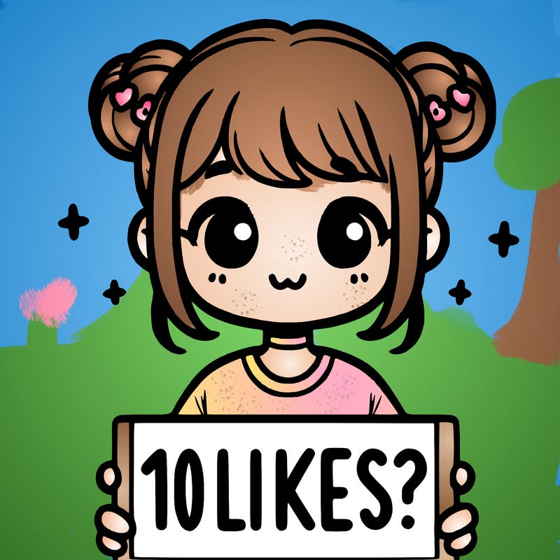 cute girl that is holding a sign that says 10 likes?