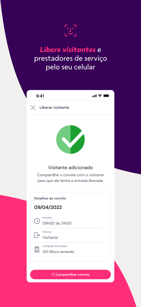 Gruvi - A mobile screen showing a confirmed visitor invitation with date and time details in the Gruvi app.
