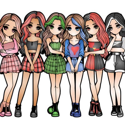 a group of girls realistic