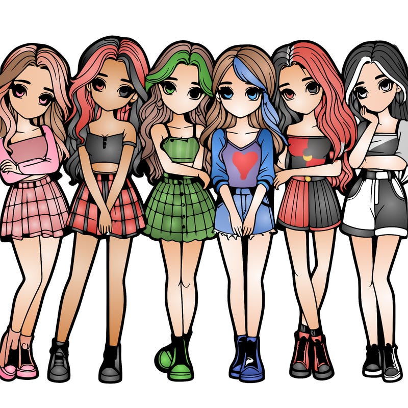 a group of girls realistic