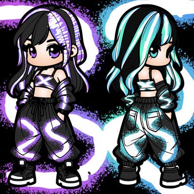 girl in crop top and baggy pants