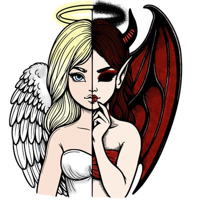 realistic angel half demon