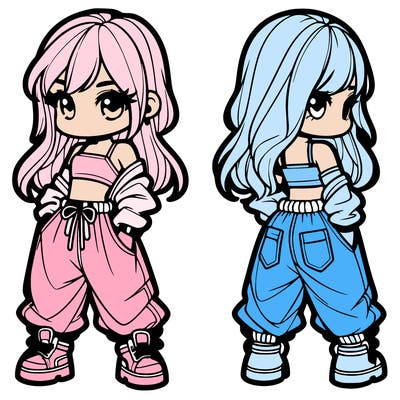 girl in crop top and baggy pants