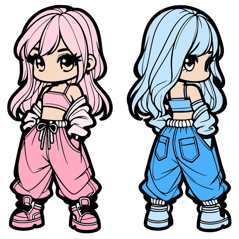 girl in crop top and baggy pants