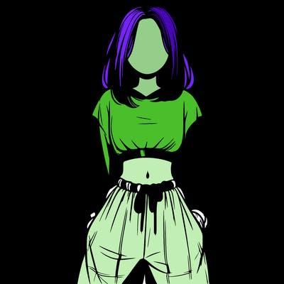 realistic girl faceless with baggy pants and a crop top