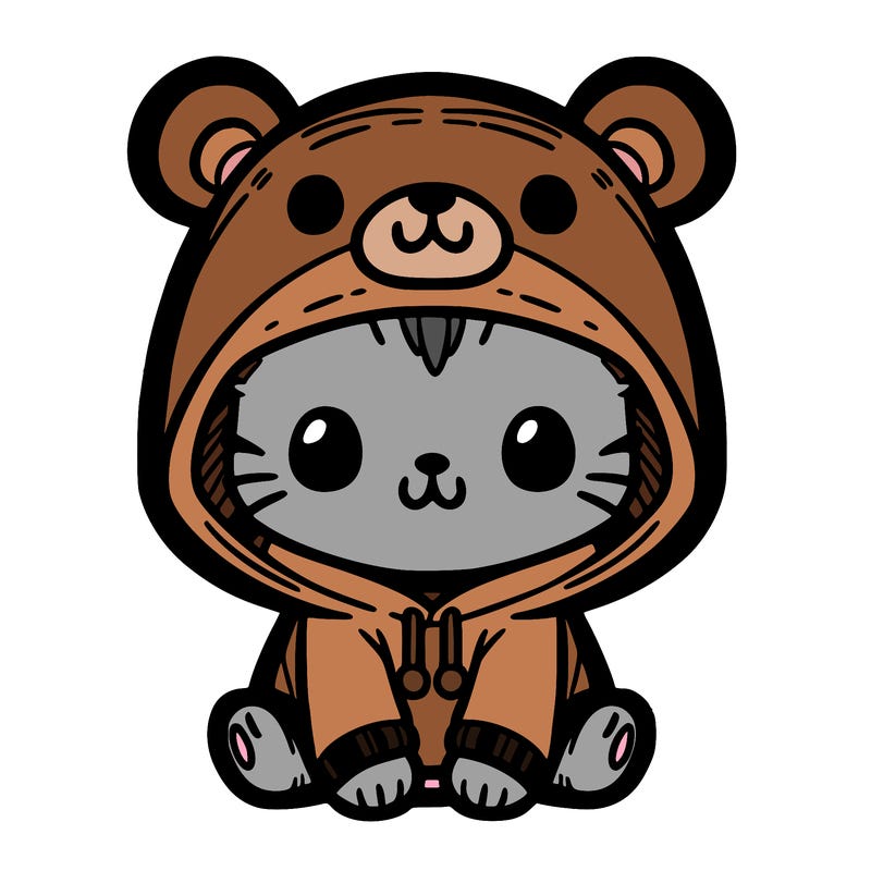 cat with a bear hoodie