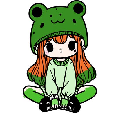 a girl wearing a frog hat and some frog socks