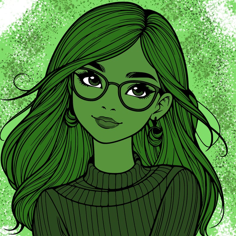 realistic girl with glasses