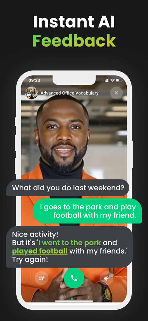 Speak English with Verbally AI - Sofortiges KI-Grammatikfeedback in der Verbally English Lern-App