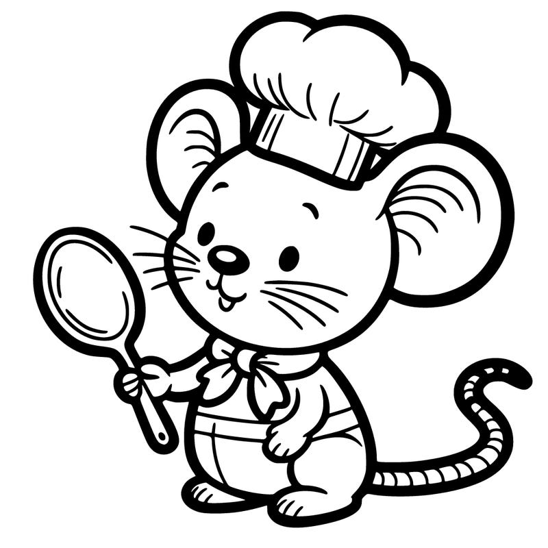 mouse with chef hat and spoon