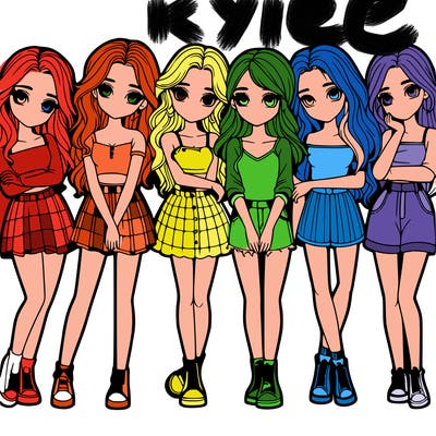 a group of girls realistic