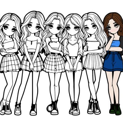 a group of girls realistic