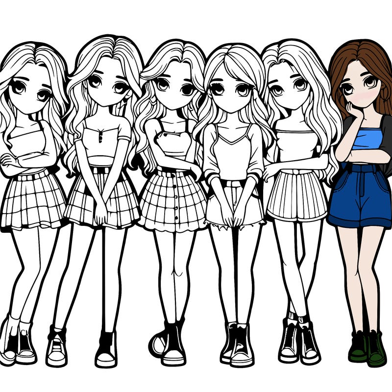 a group of girls realistic