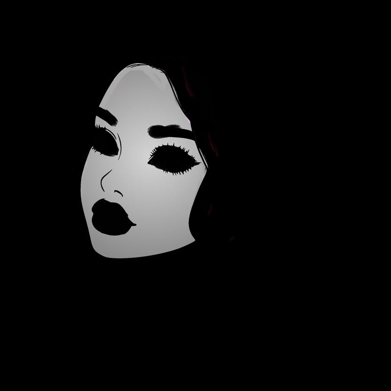 realistic girl with a ponytail on her hair and lips