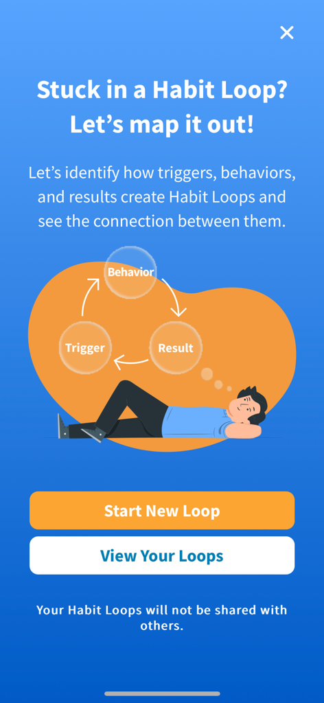 Eat Right Now - App interface for mapping habit loops by identifying triggers and behaviors