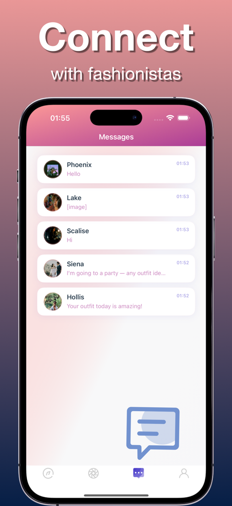 The messages screen in the Prelo app showing a list of conversations with fashionistas