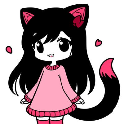 girl with cat ears and tail