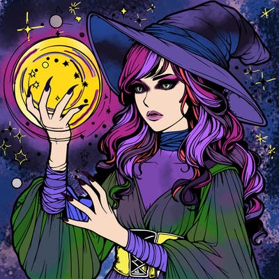 realistic women sorcerer using magic