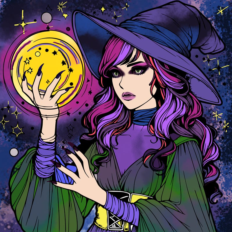 realistic women sorcerer using magic